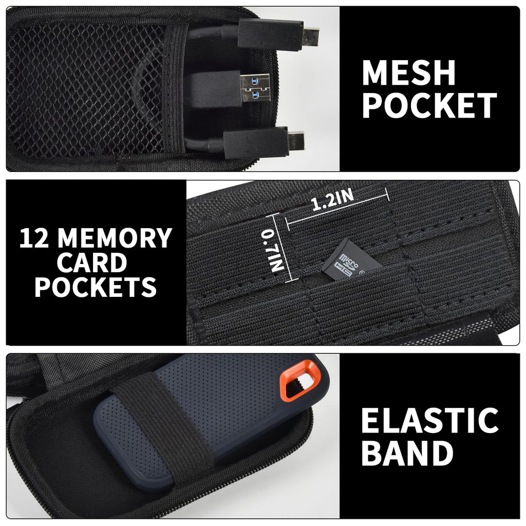 Portable SSD Case for SanDisk Extreme And Extreme PRO, Hard Shell Travel Storage  with SD Card Holder