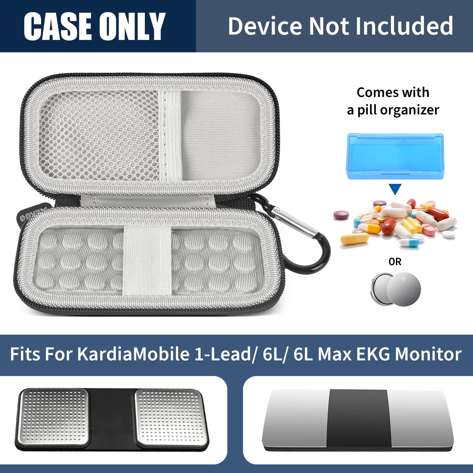 Shockproof Travel Case for KardiaMobile 6L Max – Dual EVA Protection, Use Without Removing