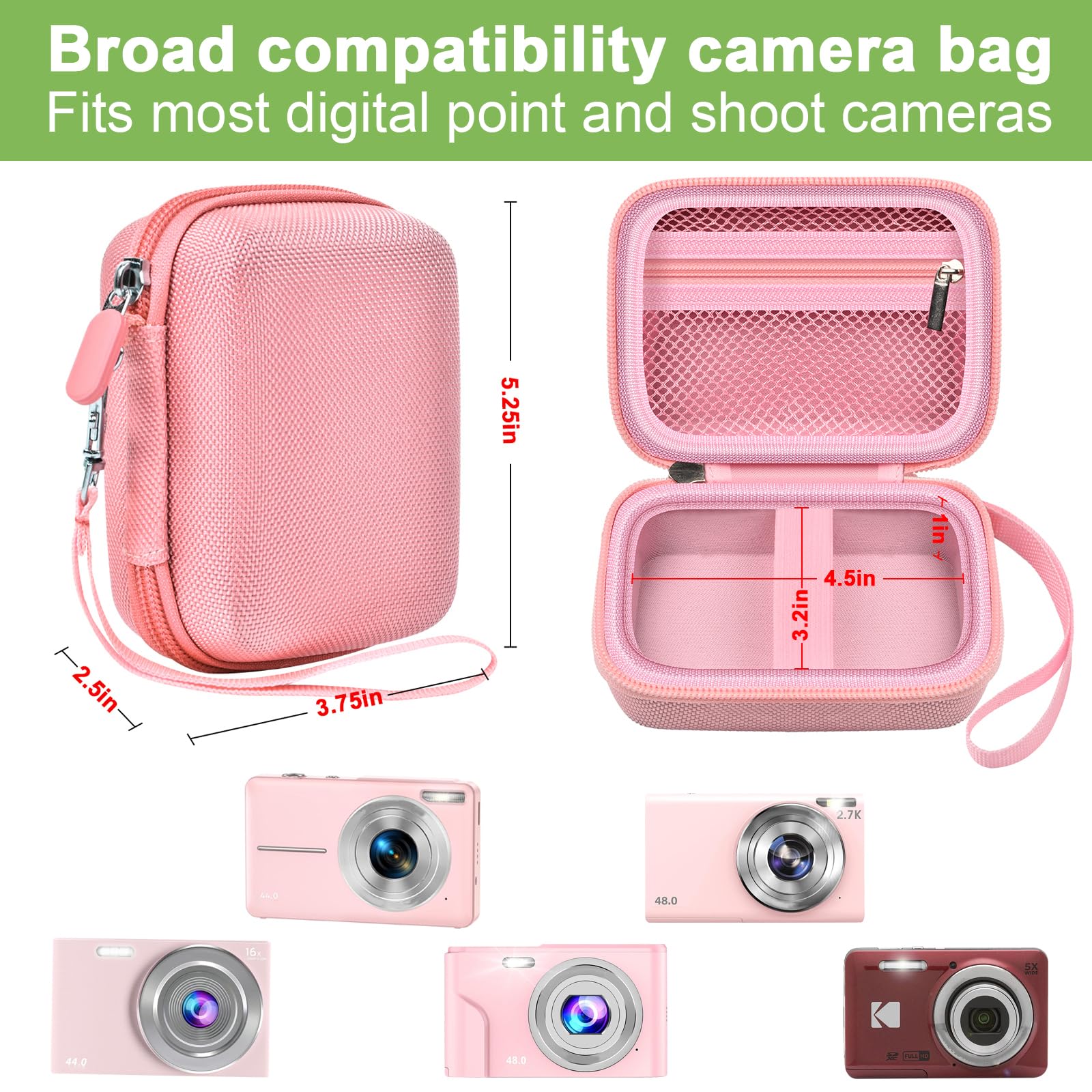 Digital Camera Case For VAHOIALD, Kodak and More | Protective Bag with SD Card Holder