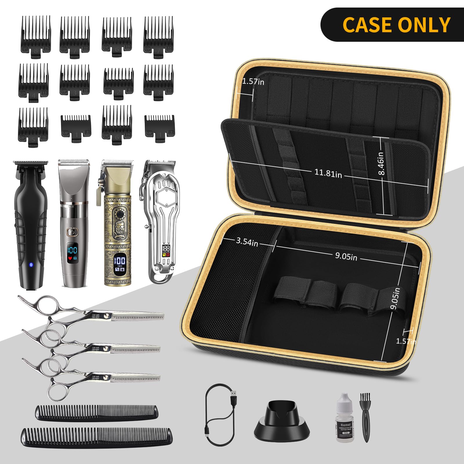 Professional Hair Clipper Travel Case – Portable Barber Organizer for Clippers, Guards and Grooming Tools
