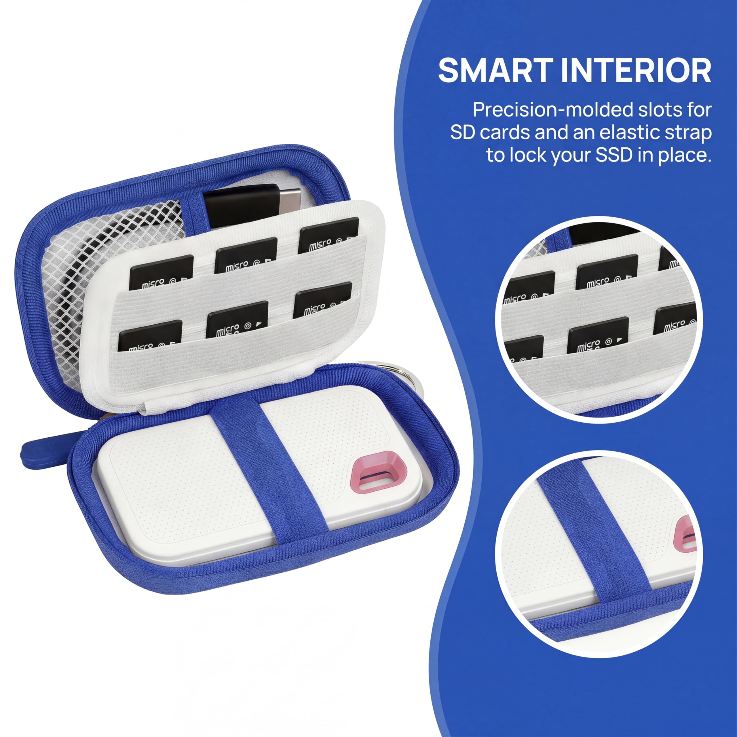 Portable SSD Case for SanDisk Extreme And Extreme PRO, Hard Shell Travel Storage  with SD Card Holder