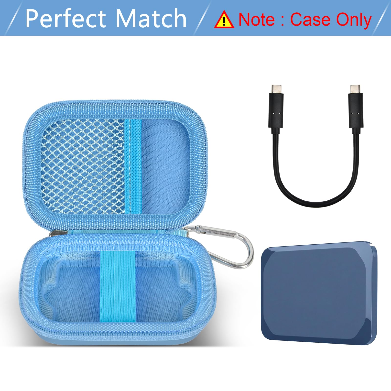 Hard Carrying Case for Crucial X10/X9 Pro Portable SSD–Shockproof External SSD Storage Bag with Mesh Pocket