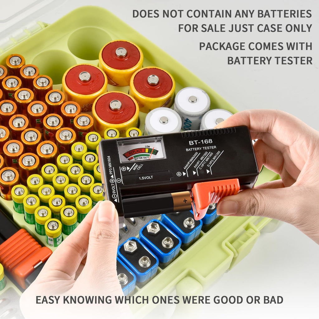 269 Slot Battery Organizer Case with Tester – Heavy Duty Storage Box for AA, AAA, 9V and More