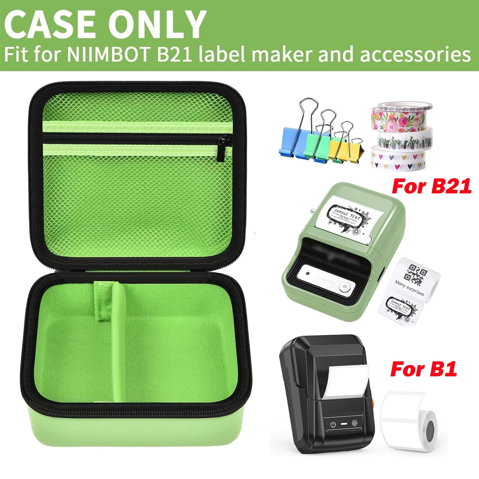 Travel Case for NIIMBOT B21 / B21 Pro / B1 Label Maker – Portable Storage Organizer for Labels and Accessories