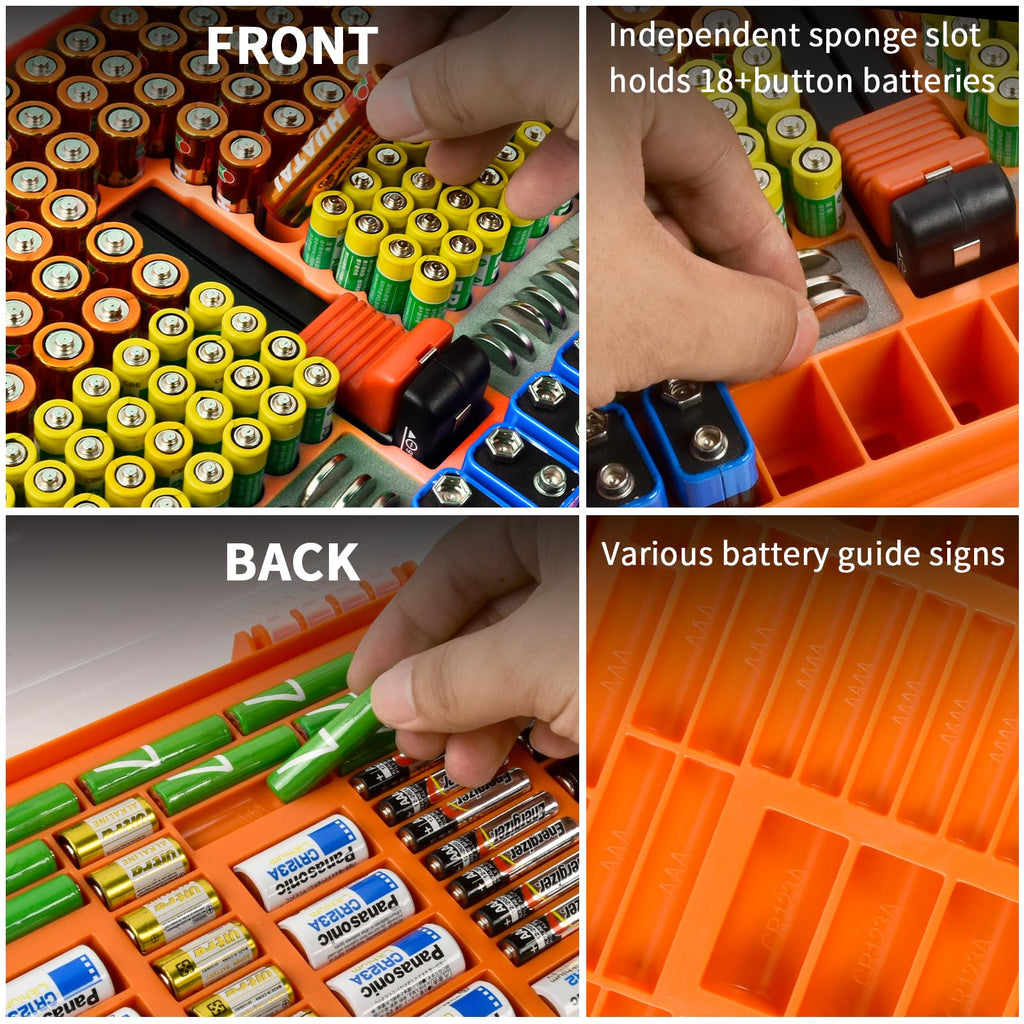 269 Slot Battery Organizer Case with Tester – Heavy Duty Storage Box for AA, AAA, 9V and More