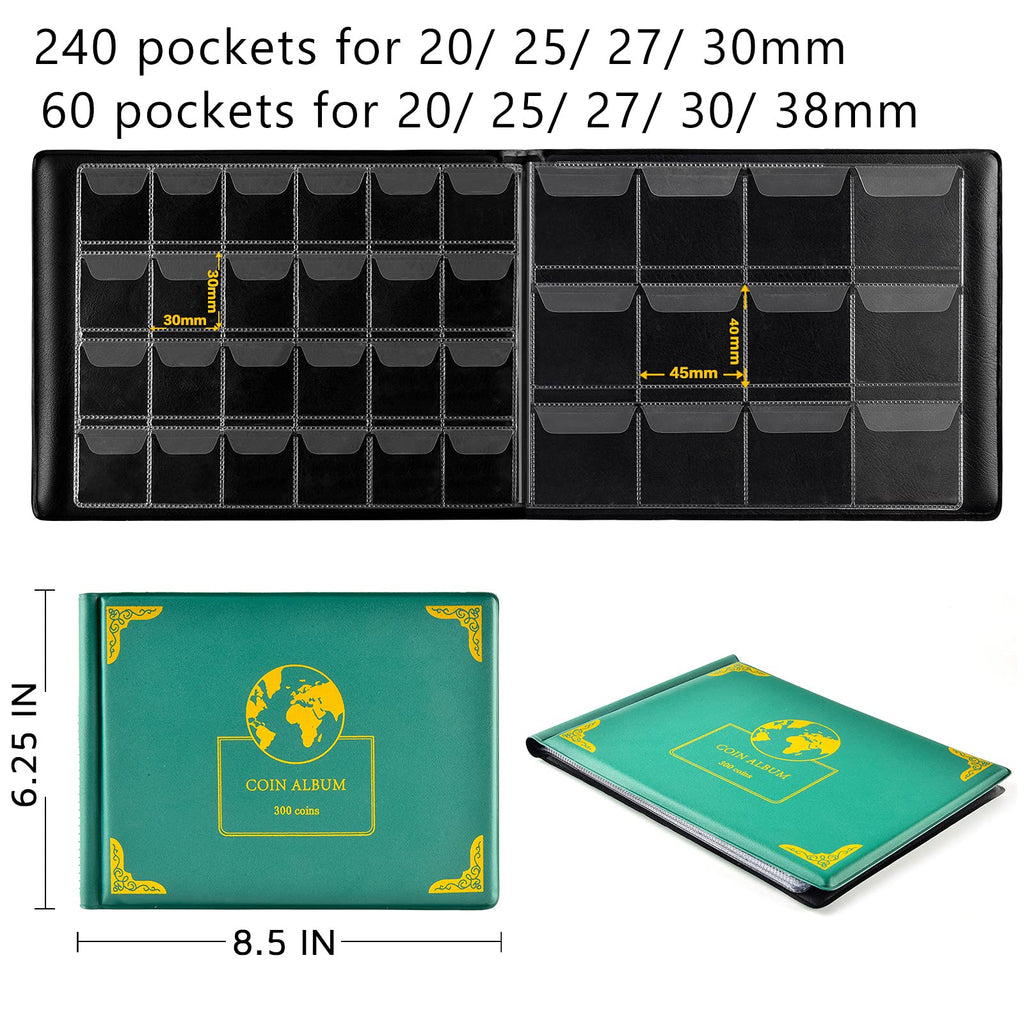 300 Pocket Coin Collection Album – Protective Coin Storage Book for Collectors