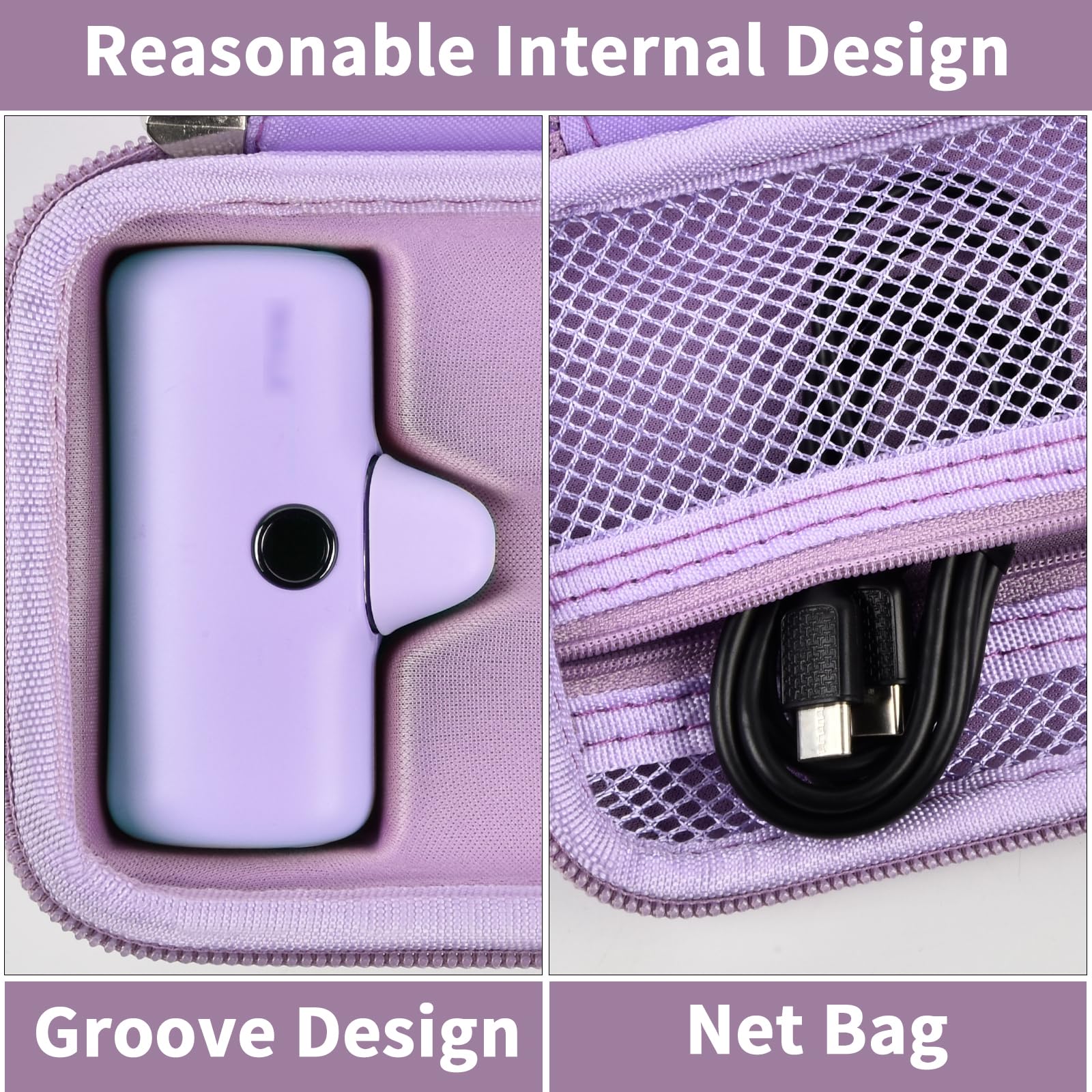 Portable Charger Case for Mini Power Bank, Hard Shell Travel Storage Bag with Cable Pocket