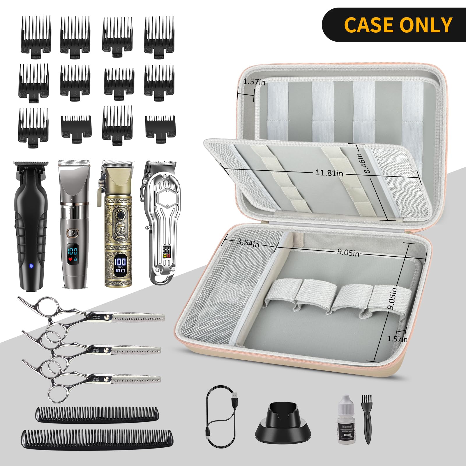 Professional Hair Clipper Travel Case – Portable Barber Organizer for Clippers, Guards and Grooming Tools