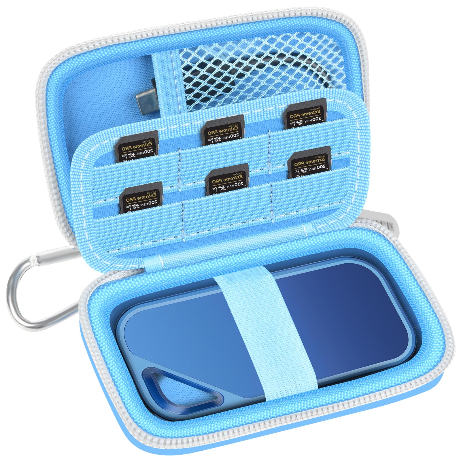 Portable SSD Case for SanDisk Extreme And Extreme PRO, Hard Shell Travel Storage  with SD Card Holder