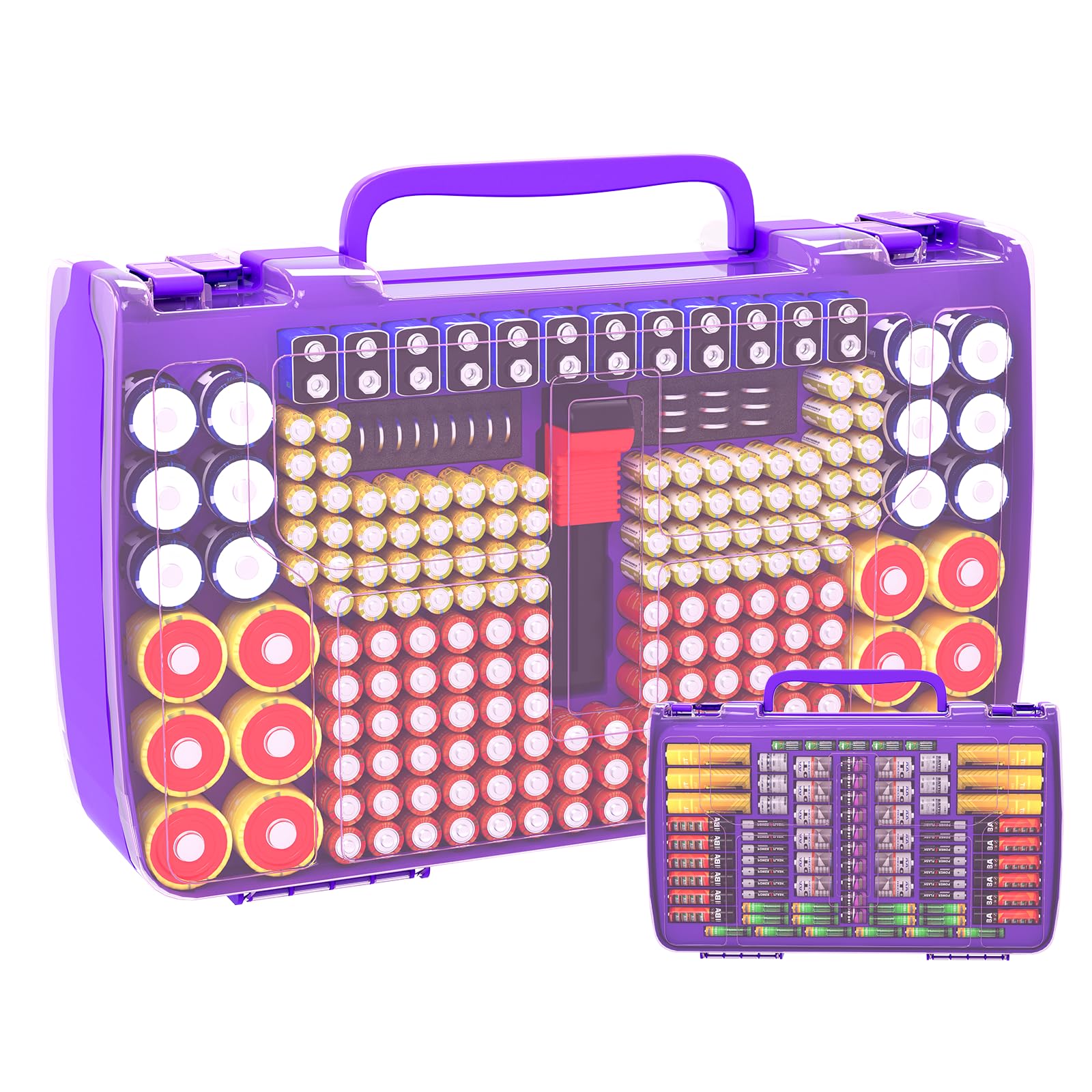 269 Slot Battery Organizer Case with Tester – Heavy Duty Storage Box for AA, AAA, 9V and More