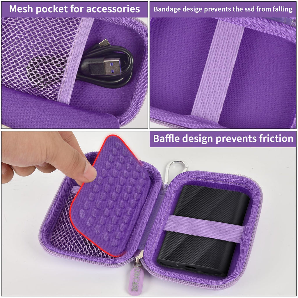 Portable SSD Case and Travel Organizer for 1TB/2TB/4TB Samsung T9/T7 External Drive