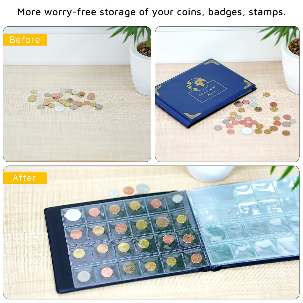 300 Pocket Coin Collection Album – Protective Coin Storage Book for Collectors