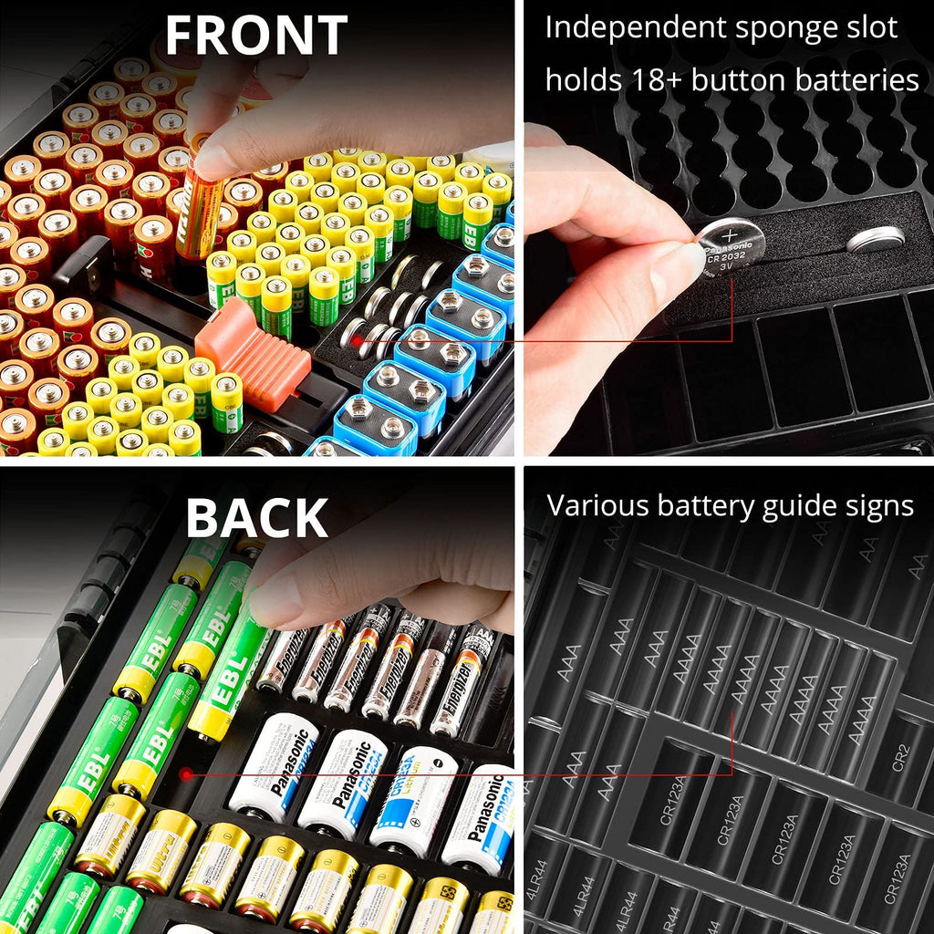 269 Slot Battery Organizer Case with Tester – Heavy Duty Storage Box for AA, AAA, 9V and More