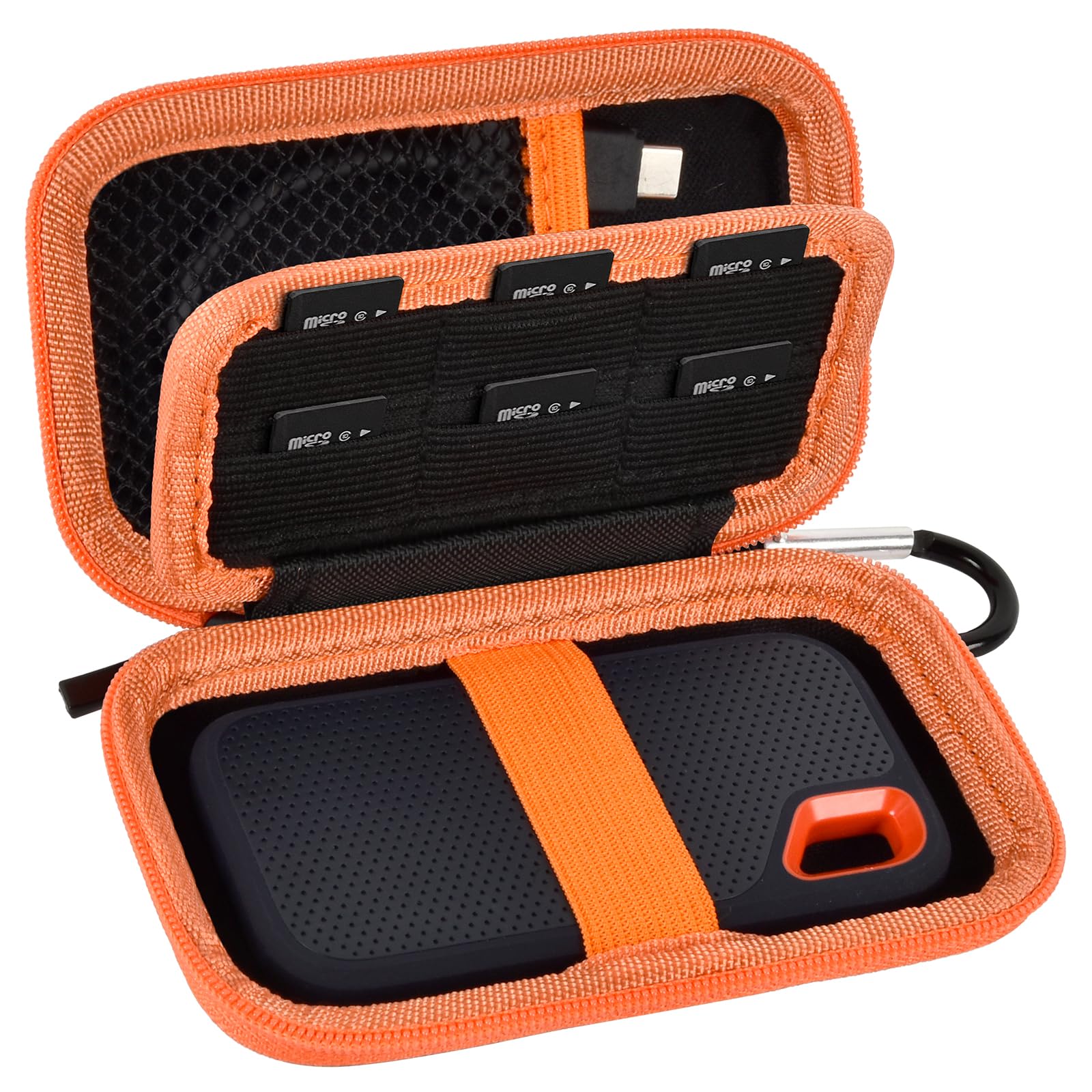 Portable SSD Case for SanDisk Extreme And Extreme PRO, Hard Shell Travel Storage  with SD Card Holder