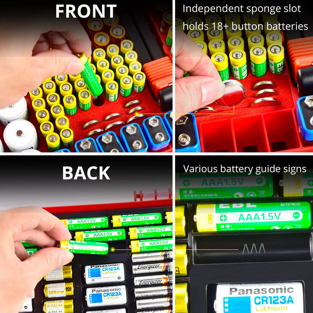 269 Slot Battery Organizer Case with Tester – Heavy Duty Storage Box for AA, AAA, 9V and More