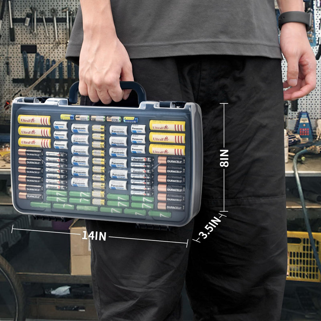 269 Slot Battery Organizer Case with Tester – Heavy Duty Storage Box for AA, AAA, 9V and More