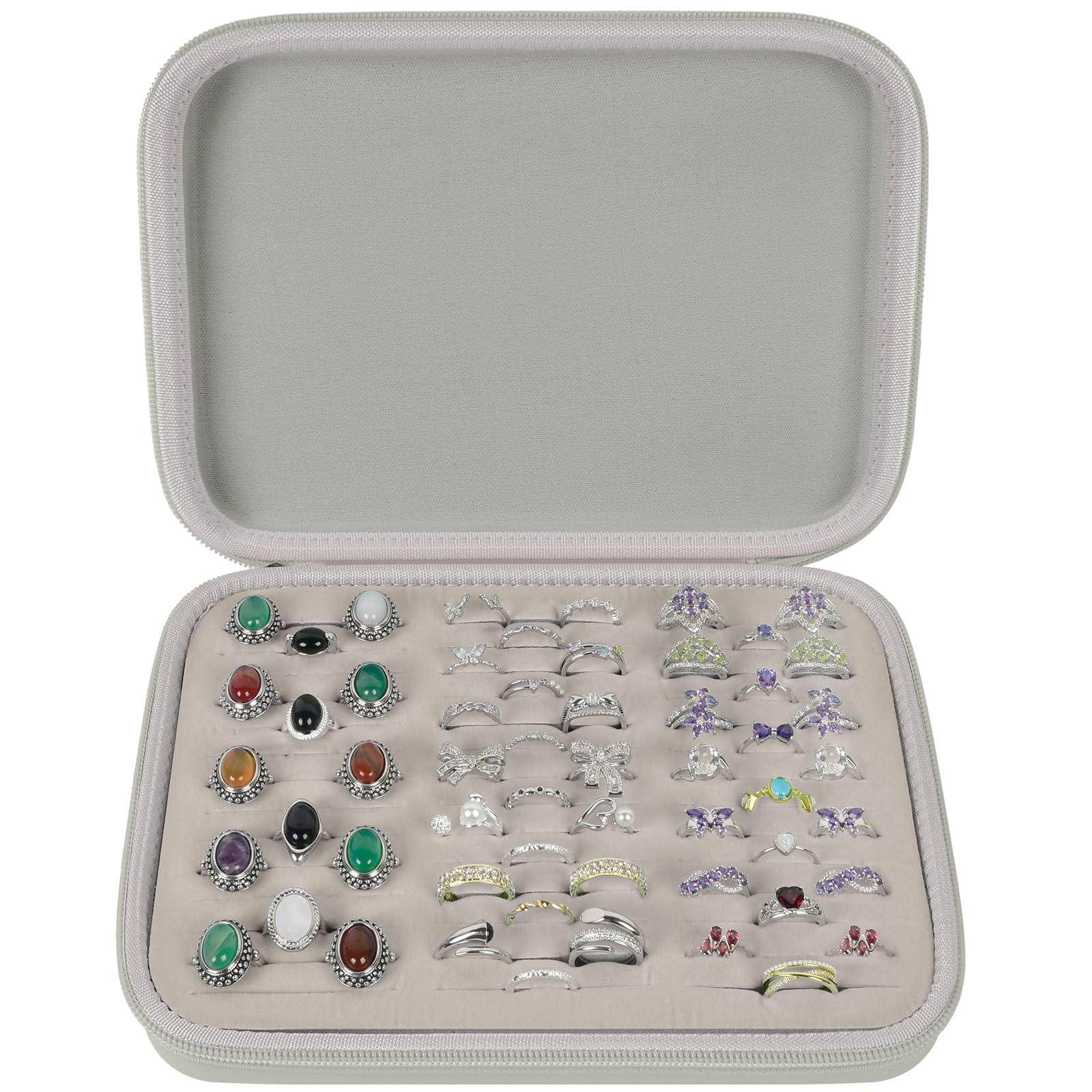 Ring Organizer Case with 42 Slots–Jewelry Display Box for Rings, Earrings and Cufflinks