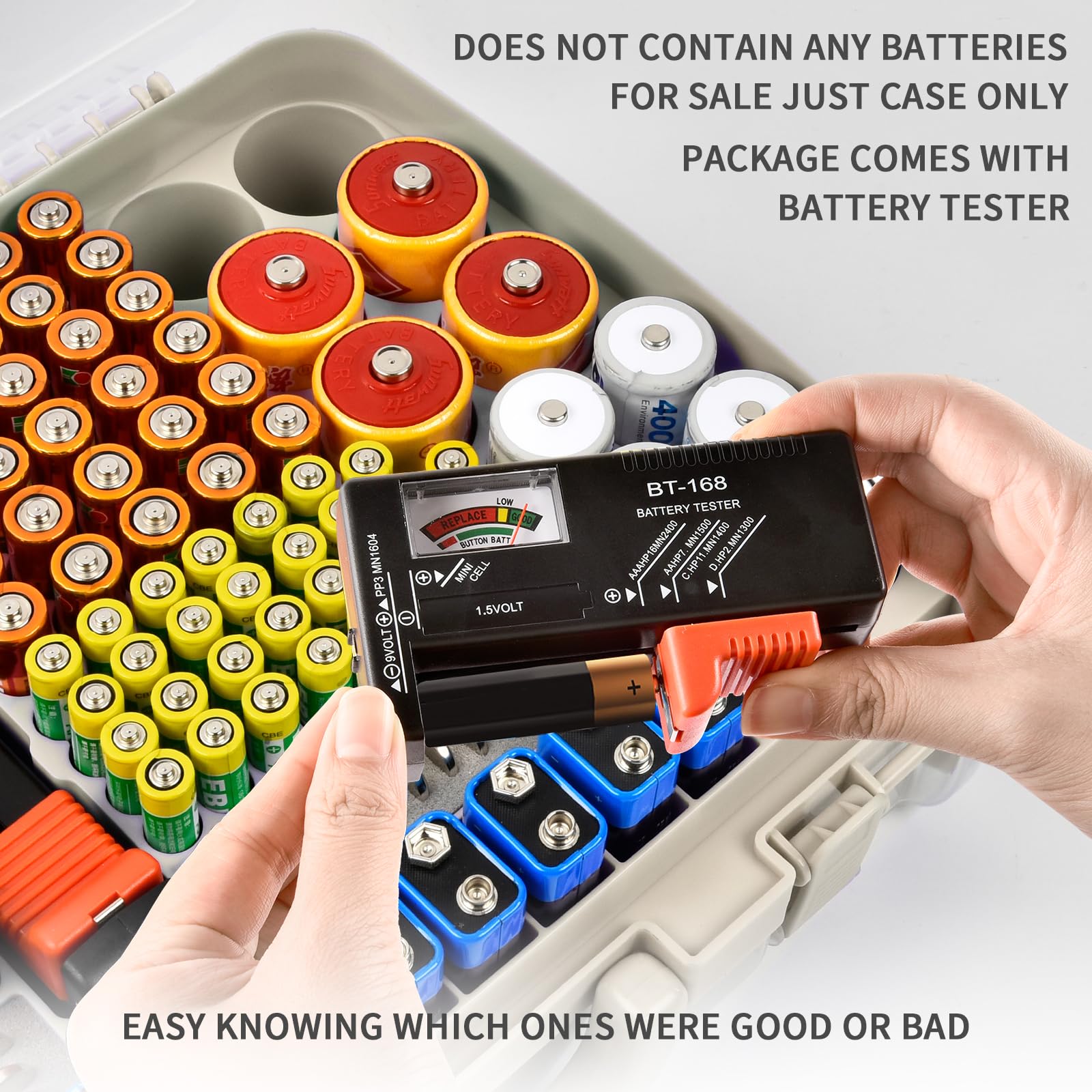 269 Slot Battery Organizer Case with Tester – Heavy Duty Storage Box for AA, AAA, 9V and More