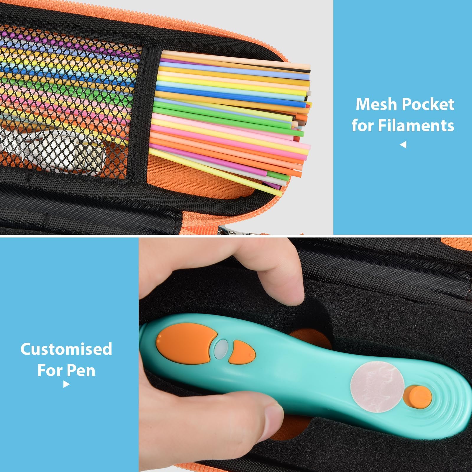 Travel Case for 3Doodler Start+ 3D Printing Pen – Portable Organizer for Pen, Filaments and Charger