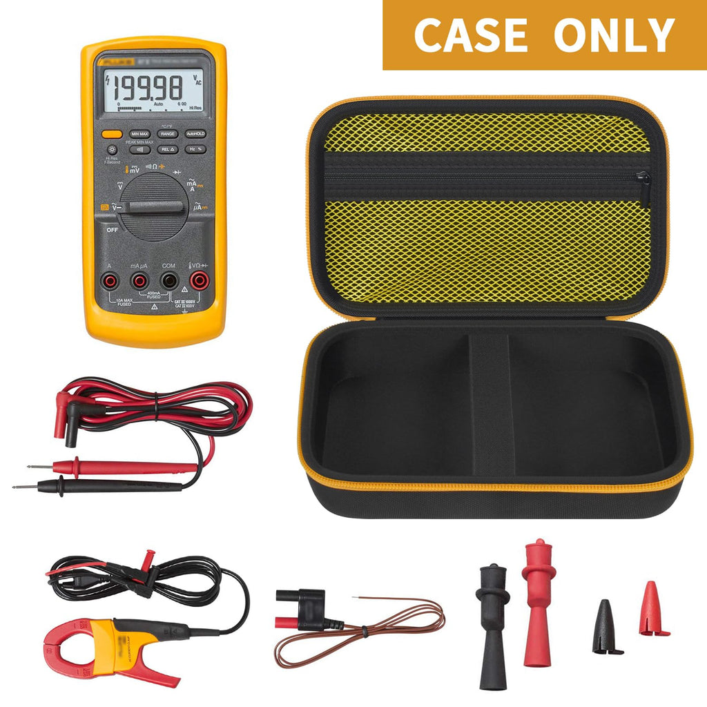 Hard Carrying Case for Fluke Digital Multimeter – Protective Travel Organizer for Meter and Test Leads