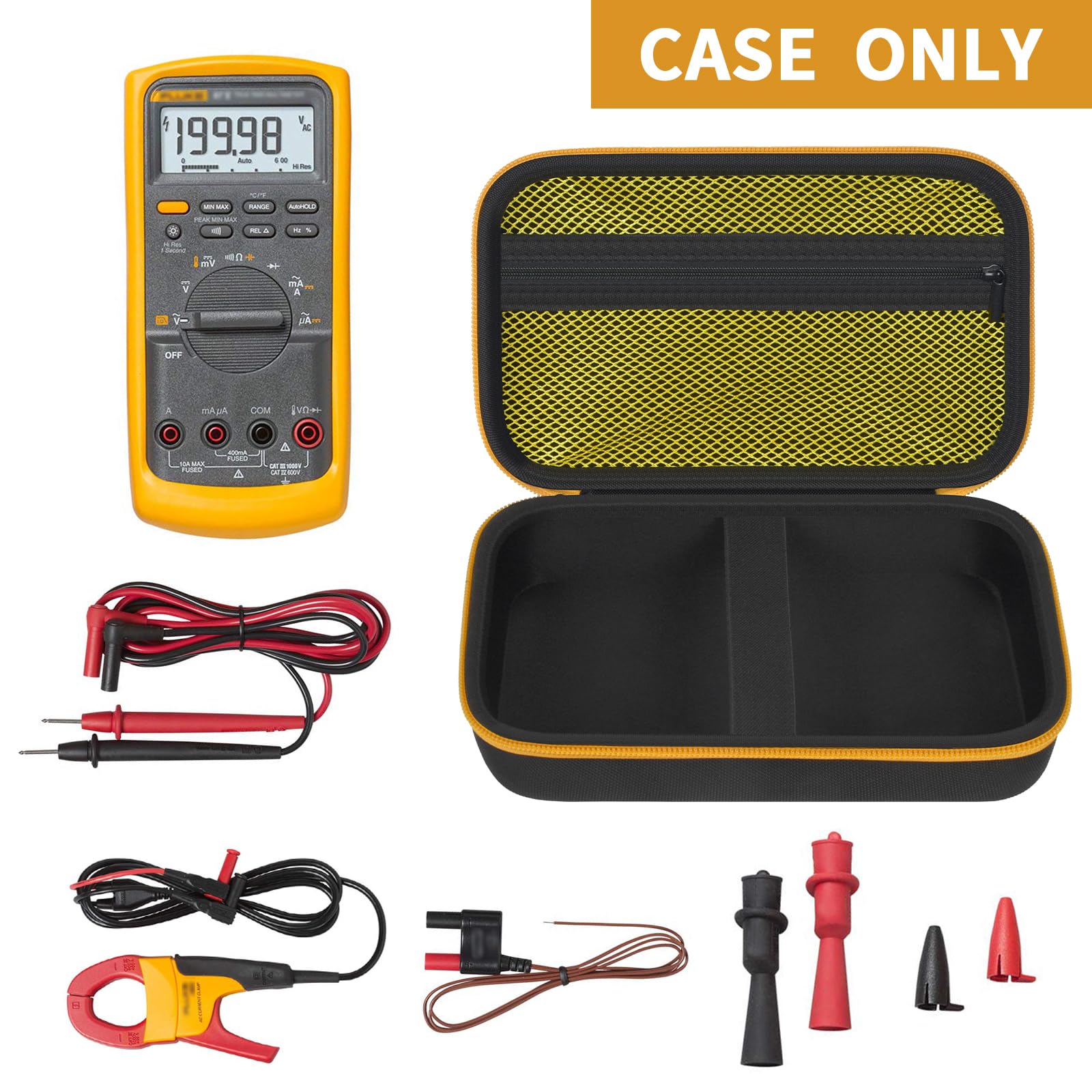 Hard Carrying Case for Fluke Digital Multimeter – Protective Travel Organizer for Meter and Test Leads