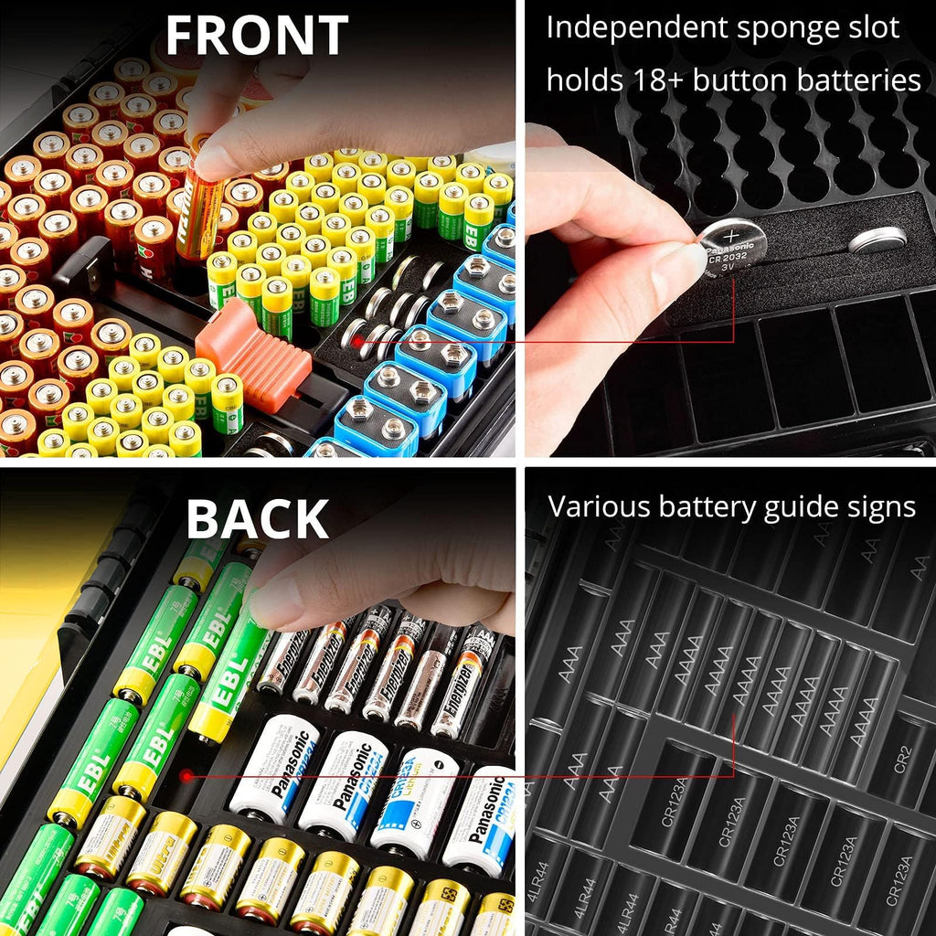 269 Slot Battery Organizer Case with Tester – Heavy Duty Storage Box for AA, AAA, 9V and More