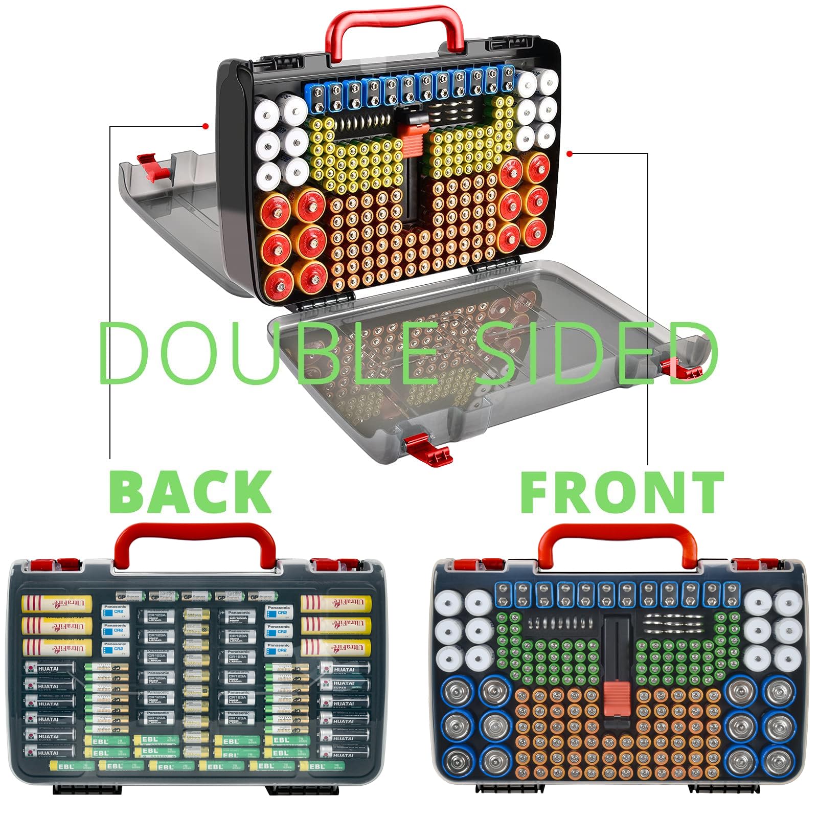 269 Slot Battery Organizer Case with Tester – Heavy Duty Storage Box for AA, AAA, 9V and More