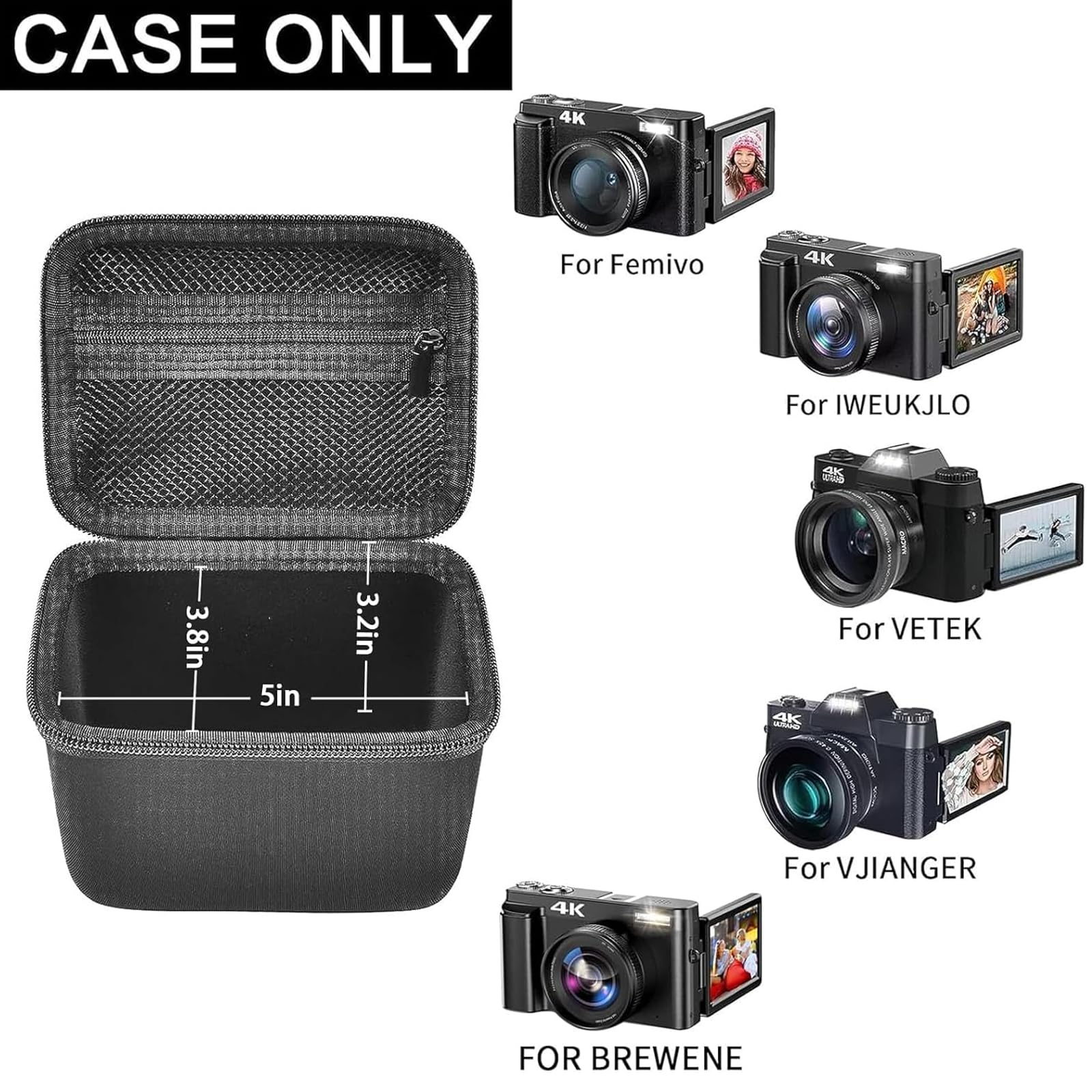 Vlogging Camera Case for 4K Digital Cameras–Portable Storage for Lens and Accessories