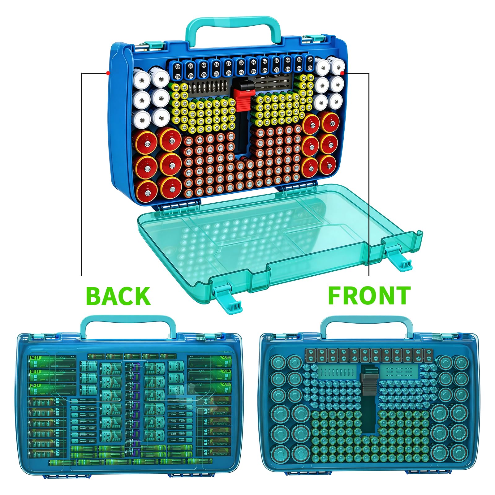 269 Slot Battery Organizer Case with Tester – Heavy Duty Storage Box for AA, AAA, 9V and More