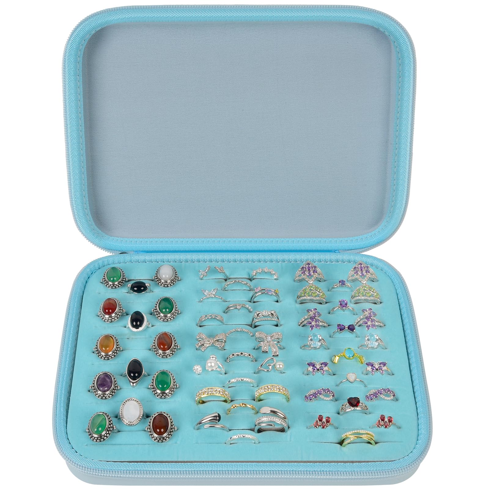 Ring Organizer Case with 42 Slots–Jewelry Display Box for Rings, Earrings and Cufflinks
