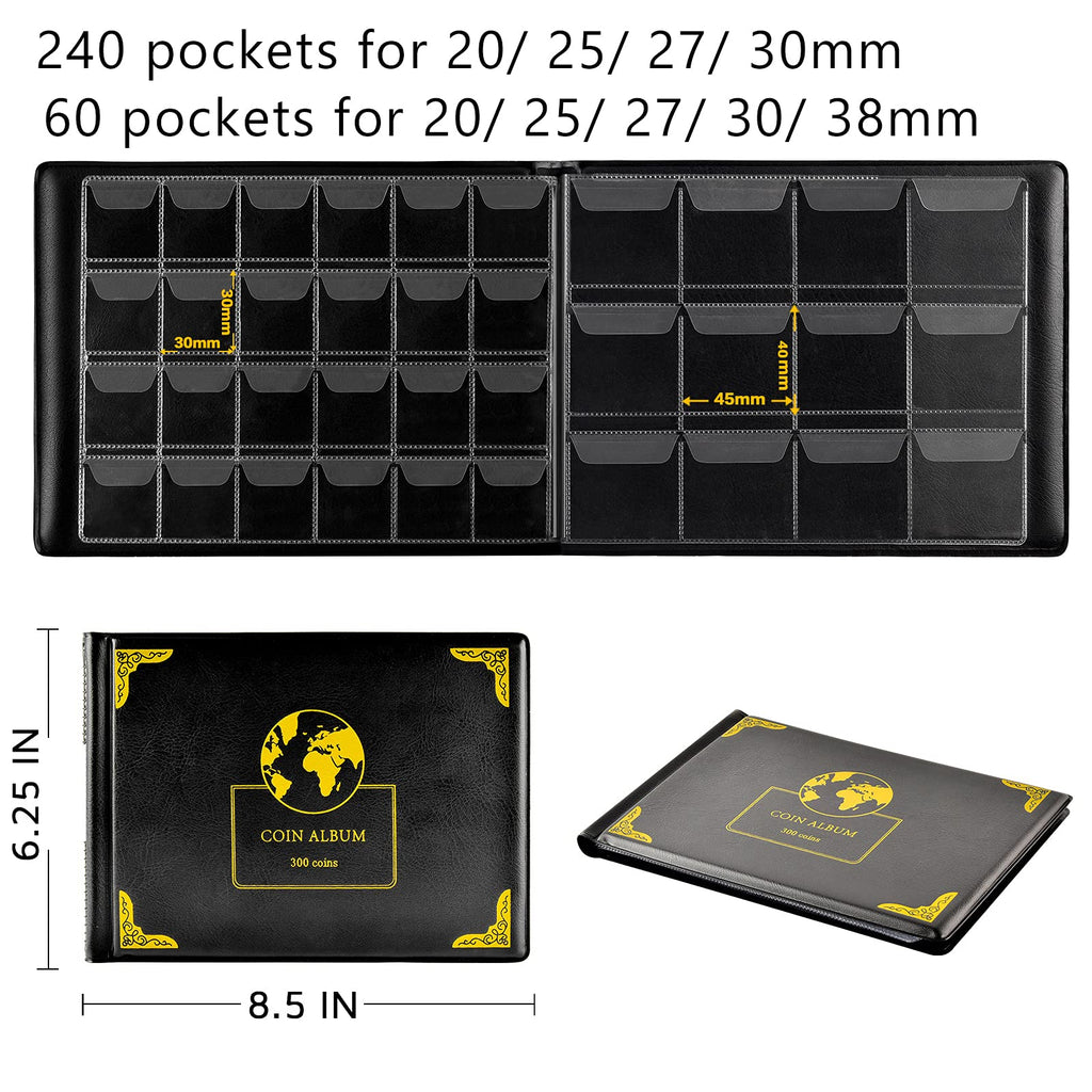 300 Pocket Coin Collection Album – Protective Coin Storage Book for Collectors