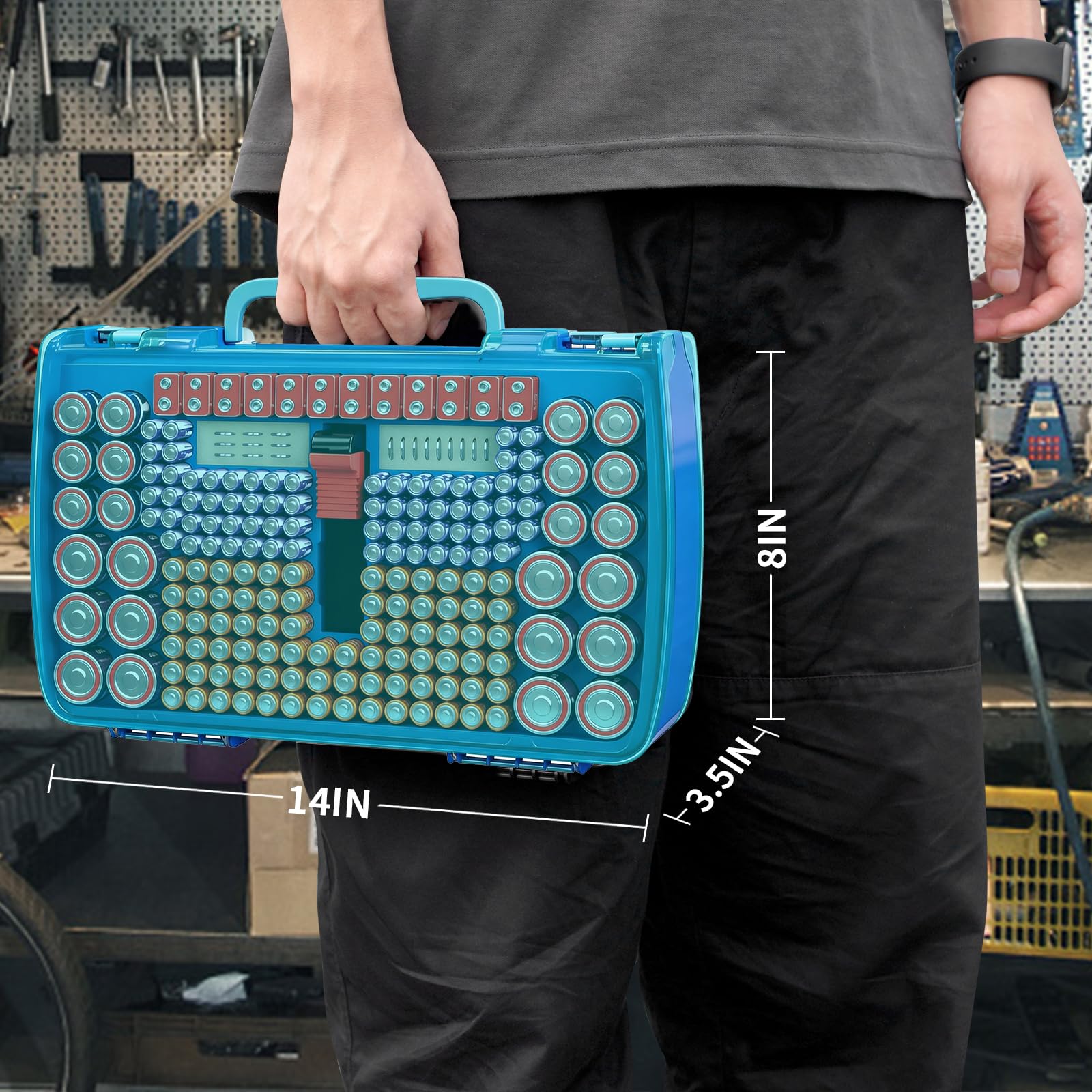 269 Slot Battery Organizer Case with Tester – Heavy Duty Storage Box for AA, AAA, 9V and More