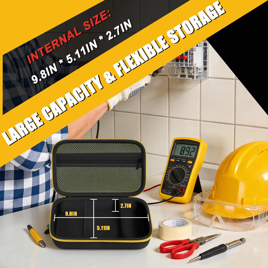 Hard Carrying Case for Fluke Digital Multimeter – Protective Travel Organizer for Meter and Test Leads