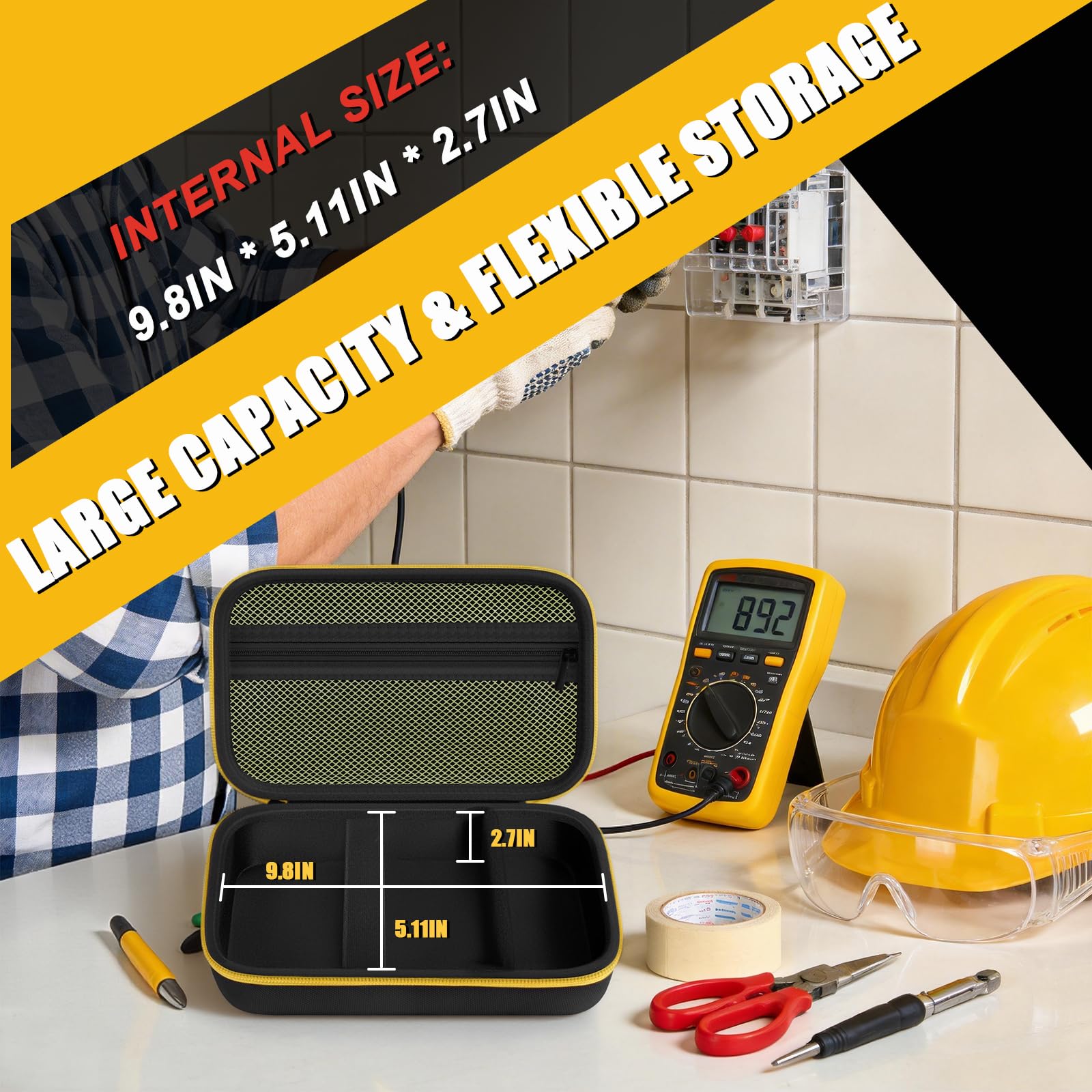 Hard Carrying Case for Fluke Digital Multimeter – Protective Travel Organizer for Meter and Test Leads
