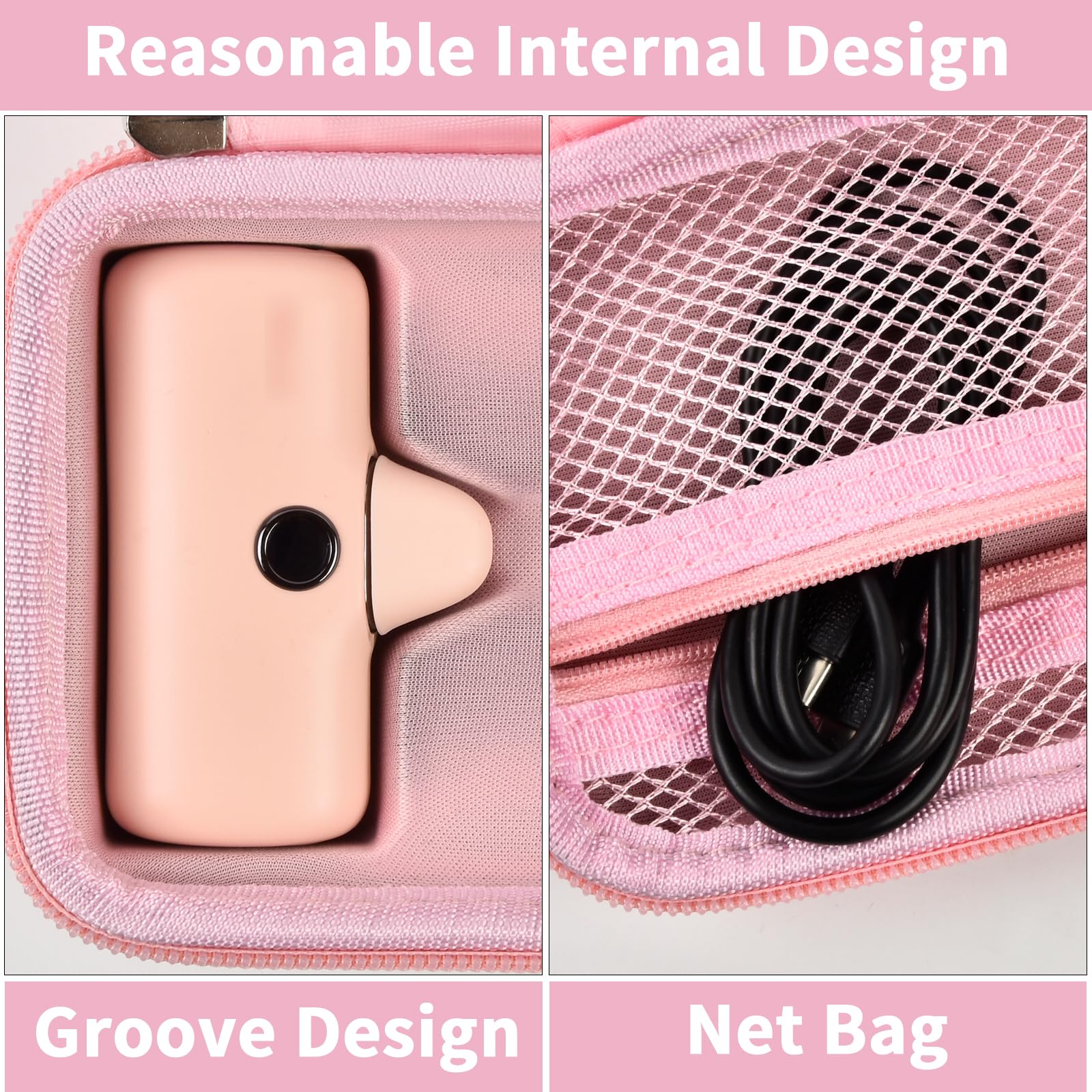 Portable Charger Case for Mini Power Bank, Hard Shell Travel Storage Bag with Cable Pocket