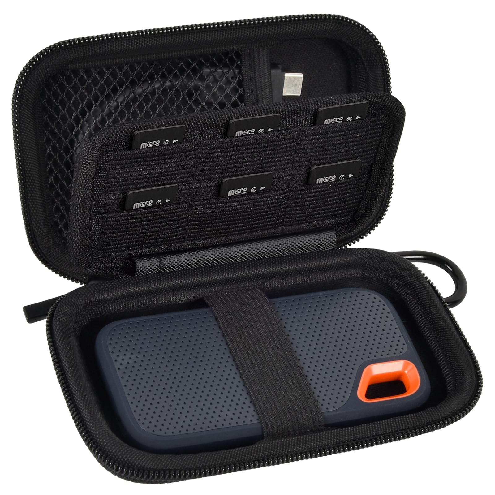 Portable SSD Case for SanDisk Extreme And Extreme PRO, Hard Shell Travel Storage  with SD Card Holder