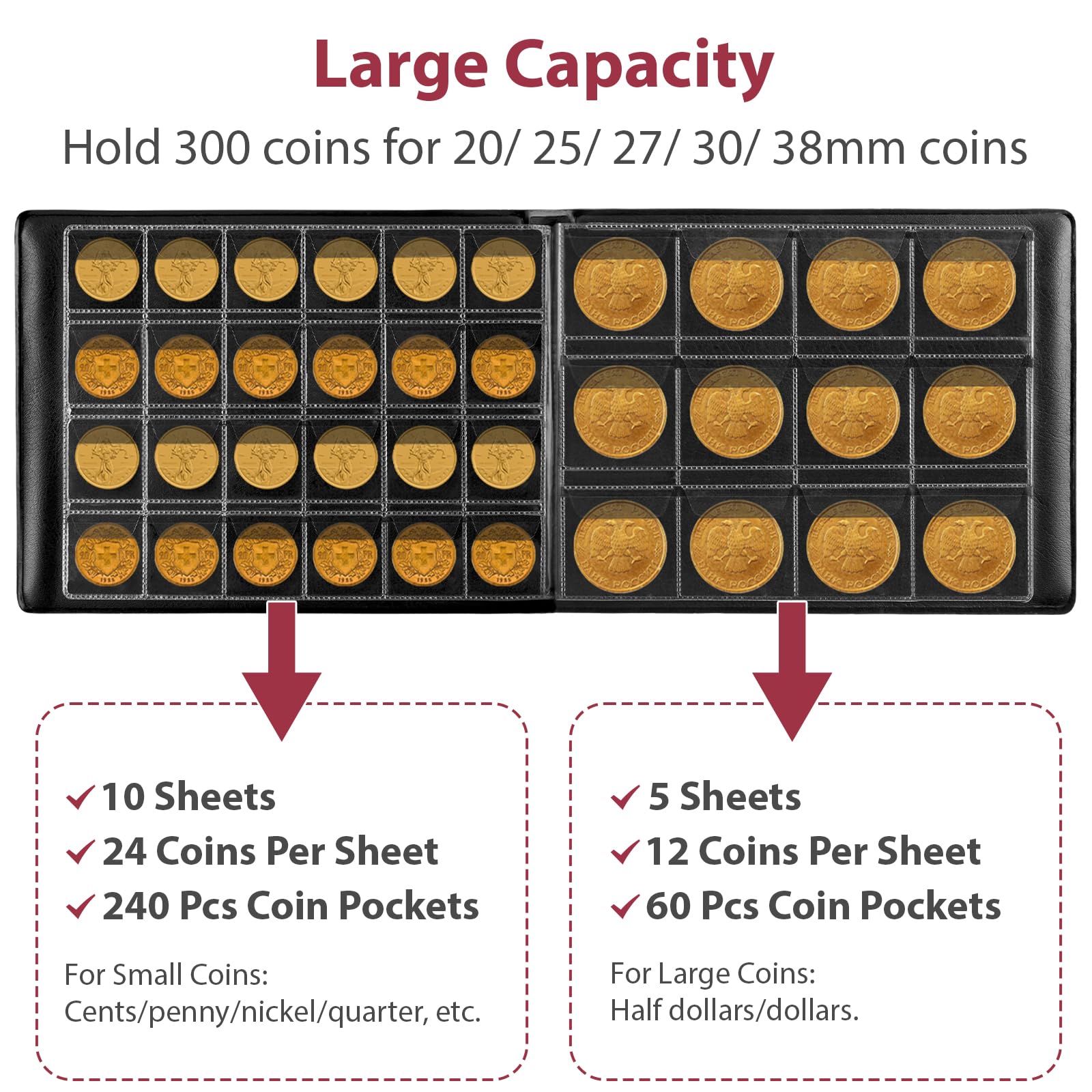 300 Pocket Coin Collection Album – Protective Coin Storage Book for Collectors