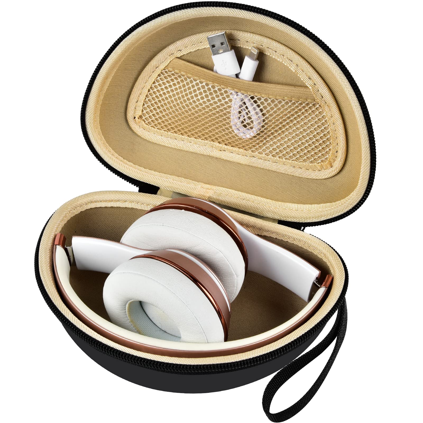 Shockproof Foldable Headphone Travel Case with Mesh Pocket – Compatible with Solo and Studio