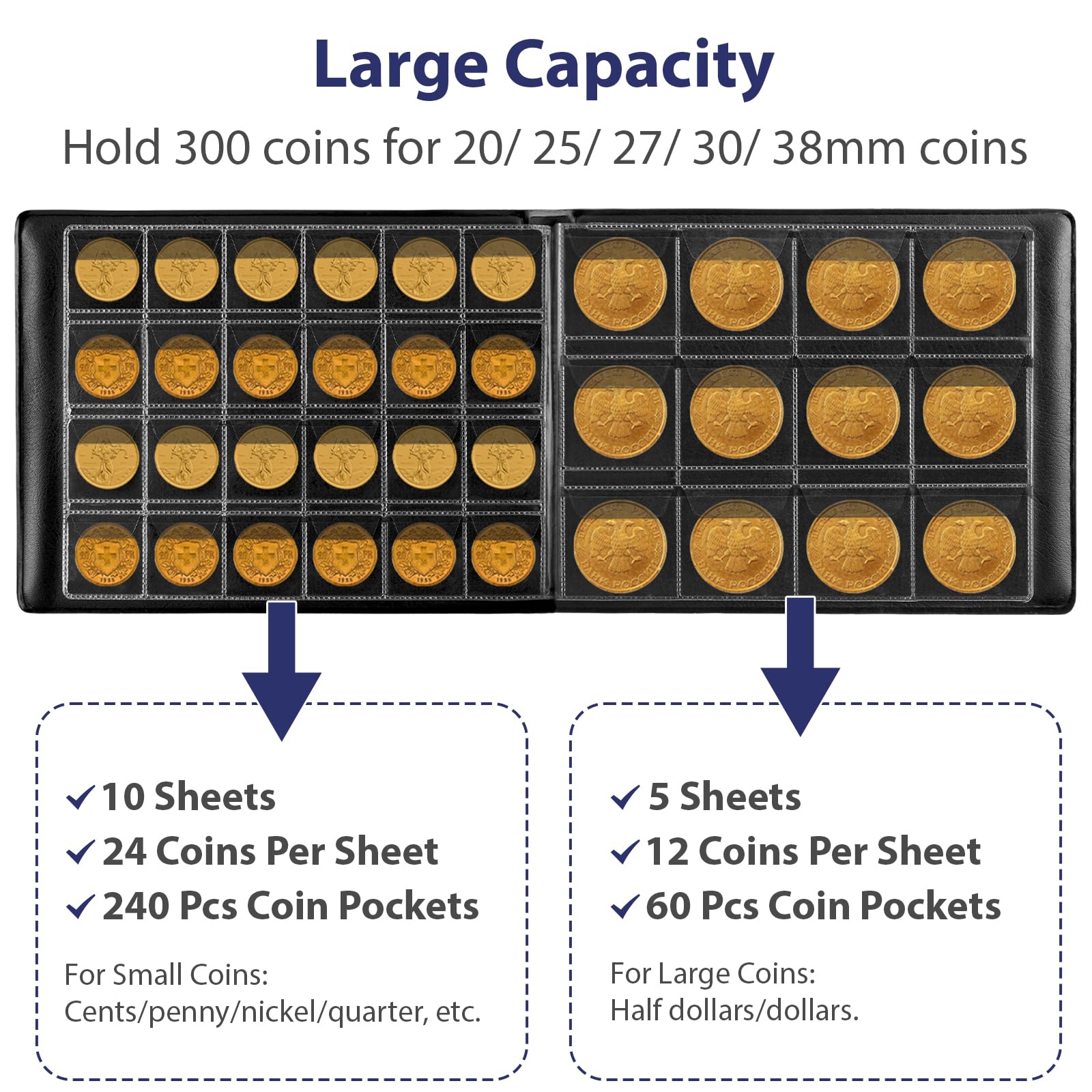 300 Pocket Coin Collection Album – Protective Coin Storage Book for Collectors