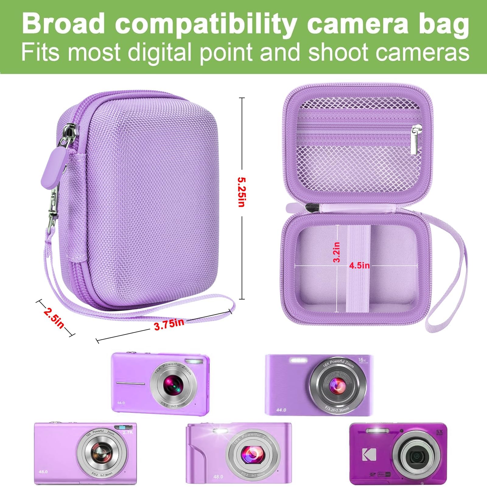 Digital Camera Case For VAHOIALD, Kodak and More | Protective Bag with SD Card Holder