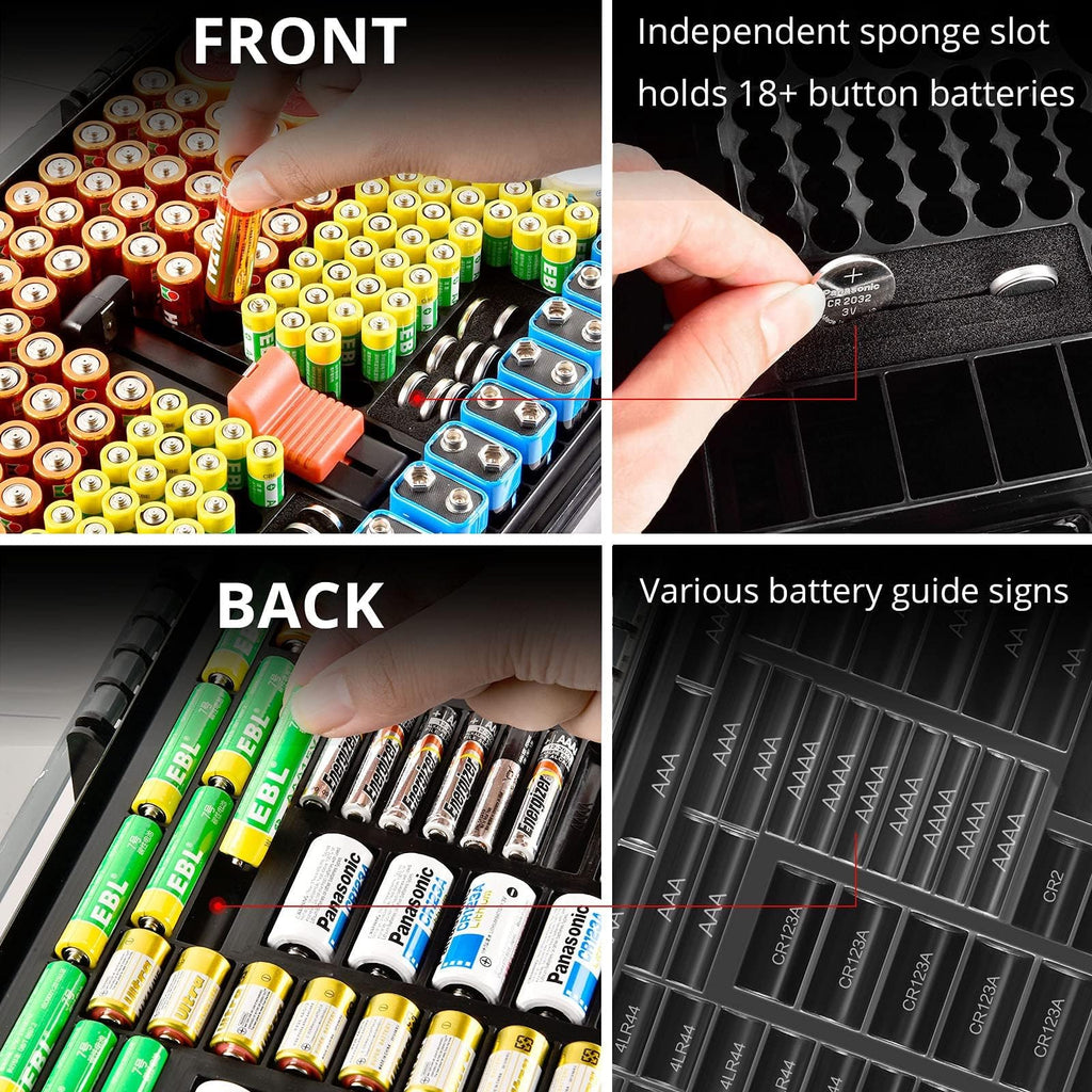 269 Slot Battery Organizer Case with Tester – Heavy Duty Storage Box for AA, AAA, 9V and More
