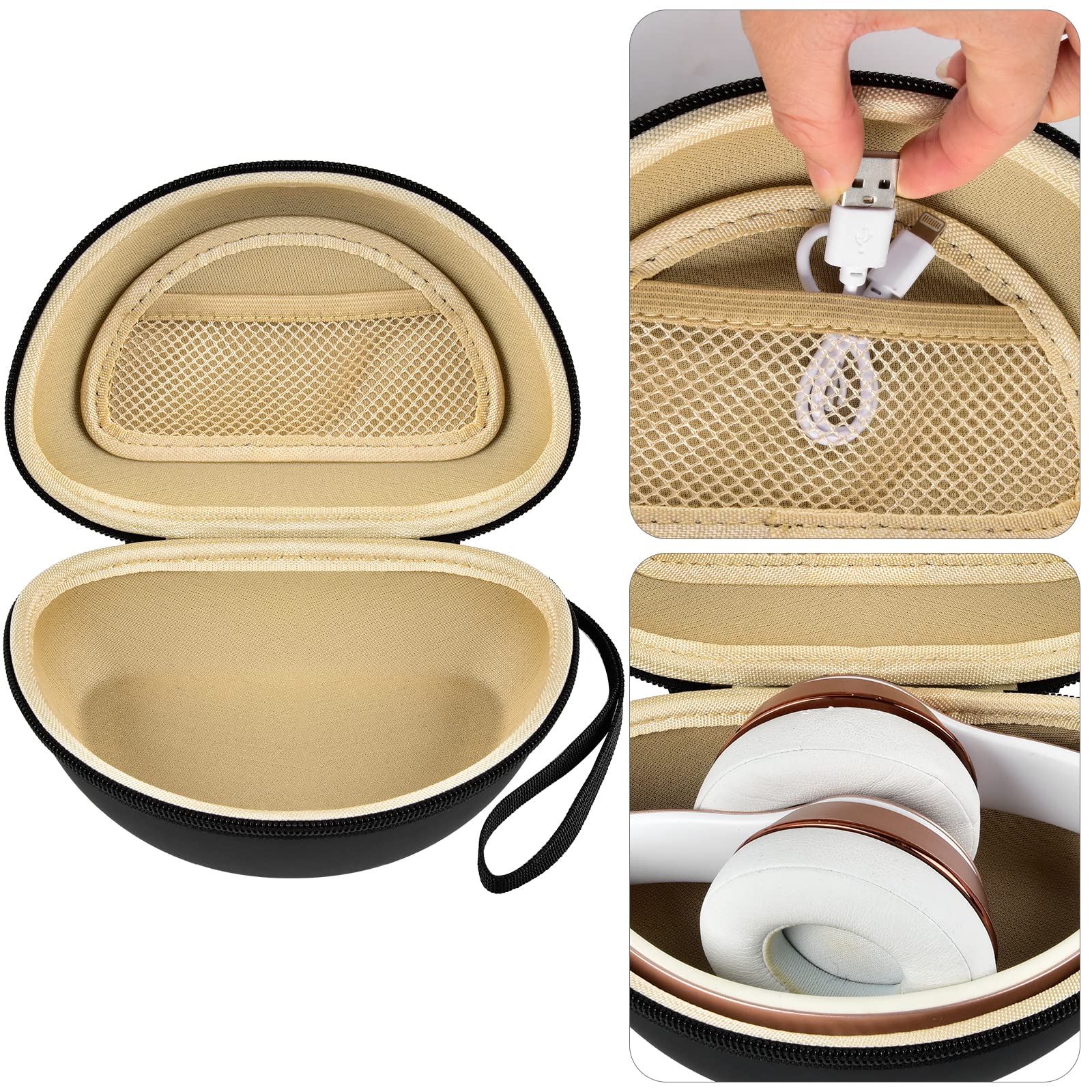 Shockproof Foldable Headphone Travel Case with Mesh Pocket – Compatible with Solo and Studio