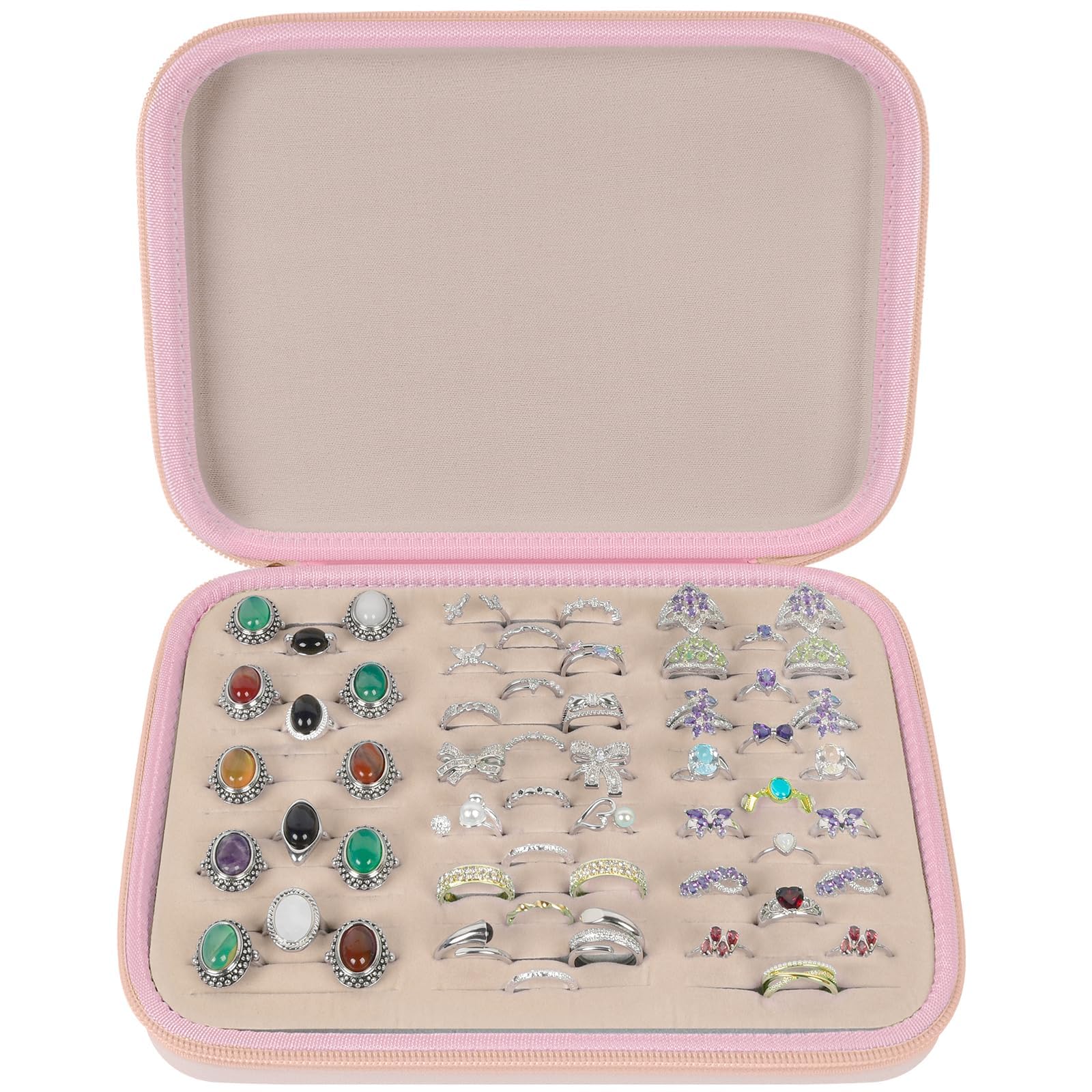 Ring Organizer Case with 42 Slots–Jewelry Display Box for Rings, Earrings and Cufflinks
