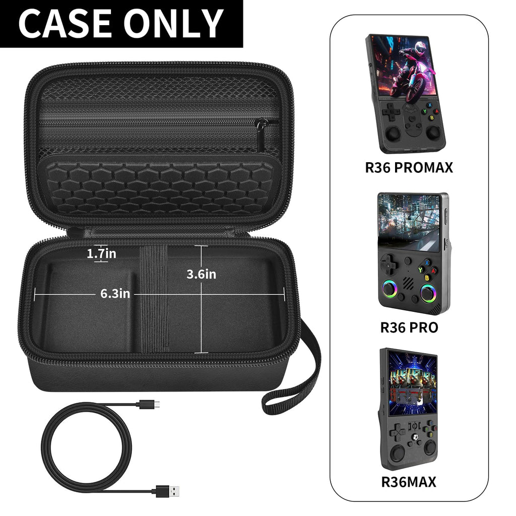 Retro Handheld Console Carrying Case for R36S / RG353V / RG353VS – Shockproof Travel Storage Bag