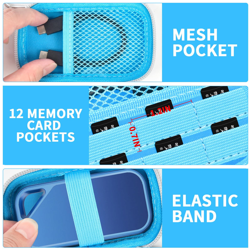 Portable SSD Case for SanDisk Extreme And Extreme PRO, Hard Shell Travel Storage  with SD Card Holder