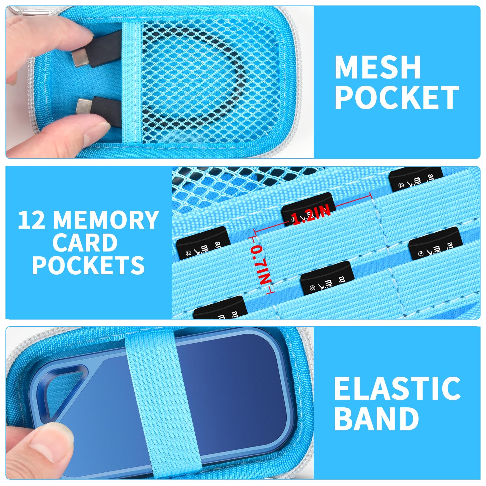 Portable SSD Case for SanDisk Extreme And Extreme PRO, Hard Shell Travel Storage  with SD Card Holder