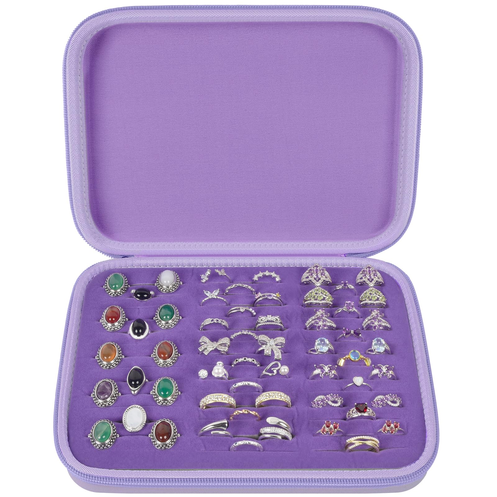 Ring Organizer Case with 42 Slots–Jewelry Display Box for Rings, Earrings and Cufflinks