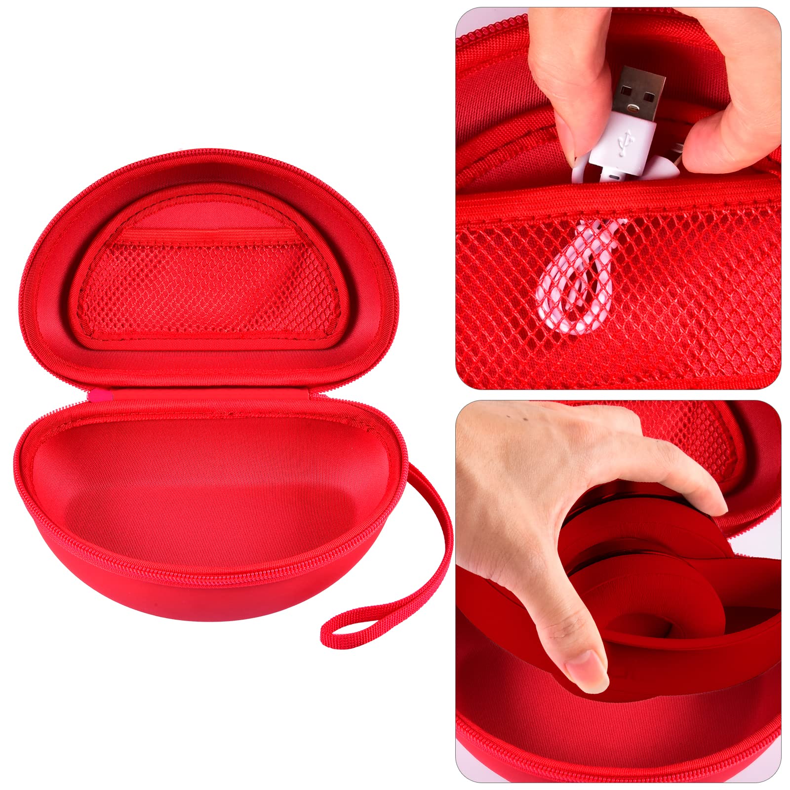Shockproof Foldable Headphone Travel Case with Mesh Pocket – Compatible with Solo and Studio