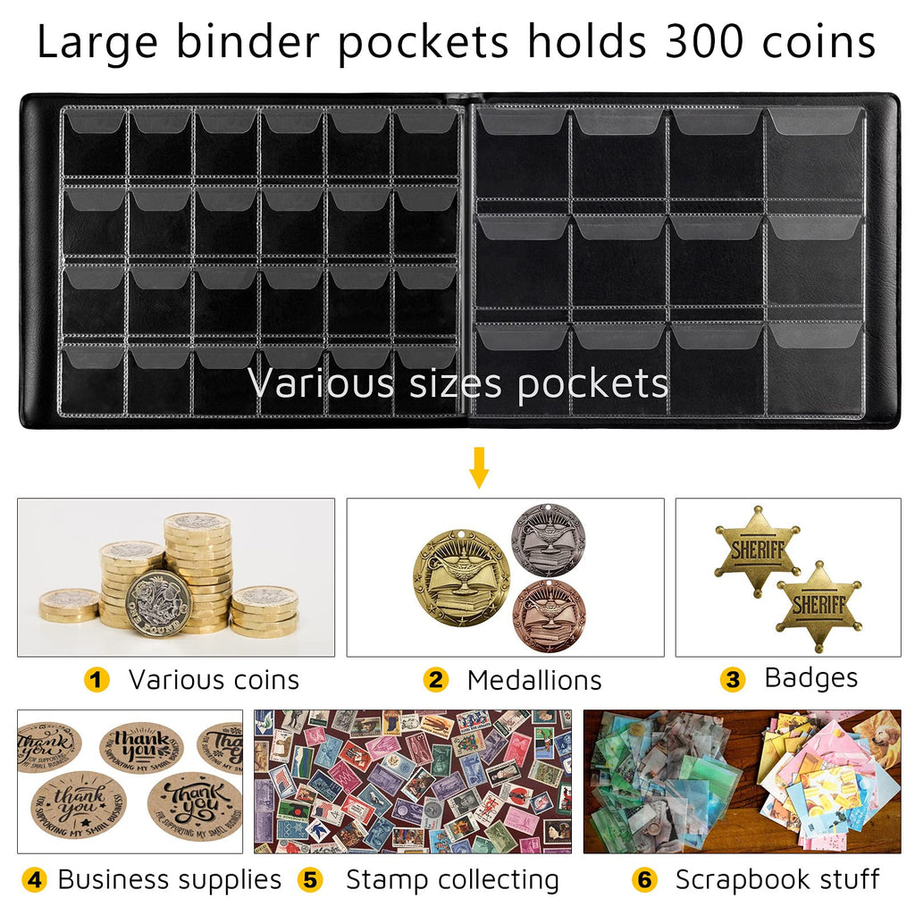 300 Pocket Coin Collection Album – Protective Coin Storage Book for Collectors