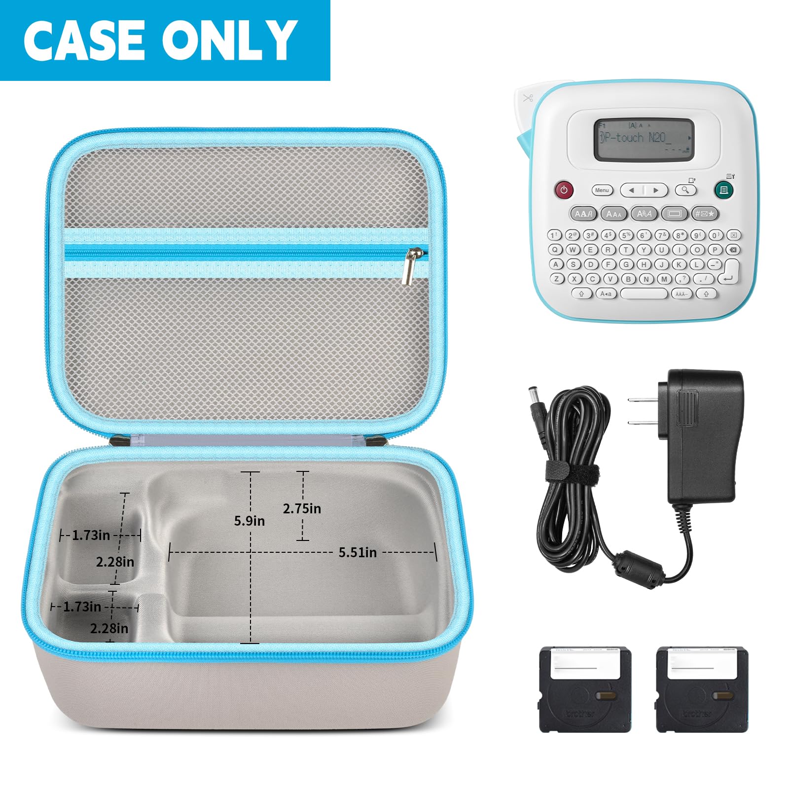 Portable Label Maker Case – Fits PT-N20 / PT-N25BT, Travel and Office Organizer Bag